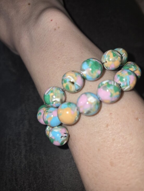 Hand Crafted Jewelry - Soft Rainbow Gemstone Bracelet | 12mm Beads | Handmade Wrap Bangle 291